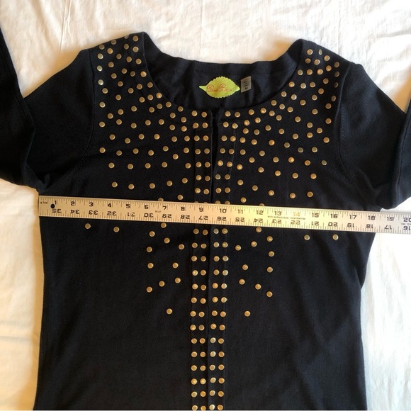 Prima Bella Elegant Black and Gold Studded Women's Fine Gage Sweater Size M - Picture 5 of 8